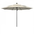 California Umbrella 11' Black Aluminum Market Patio Umbrella, Olefin Beige 194061333624